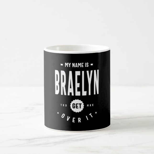 Caneca De Café Braelyn Nome Personalizado Aniversário (Centro)