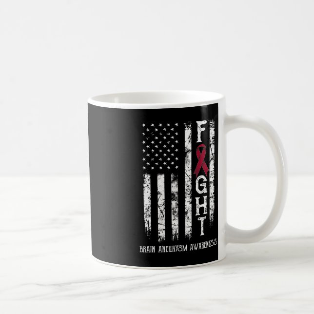 Caneca De Café Brain Aneurysm Warrior EUA Flag (Direita)