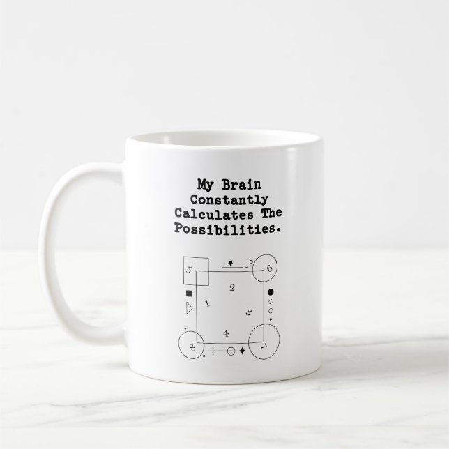 Caneca De Café Brain Calculates Possibilities | Math Thinker (Esquerda)