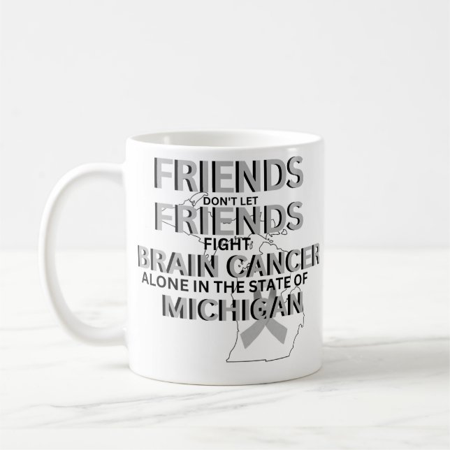 Caneca De Café Brain Cancer Awareness in Michigan  (Esquerda)