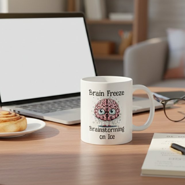 Caneca De Café Brain Freeze Brainstorming on Ice: Funny Brain Pun (Criador carregado)