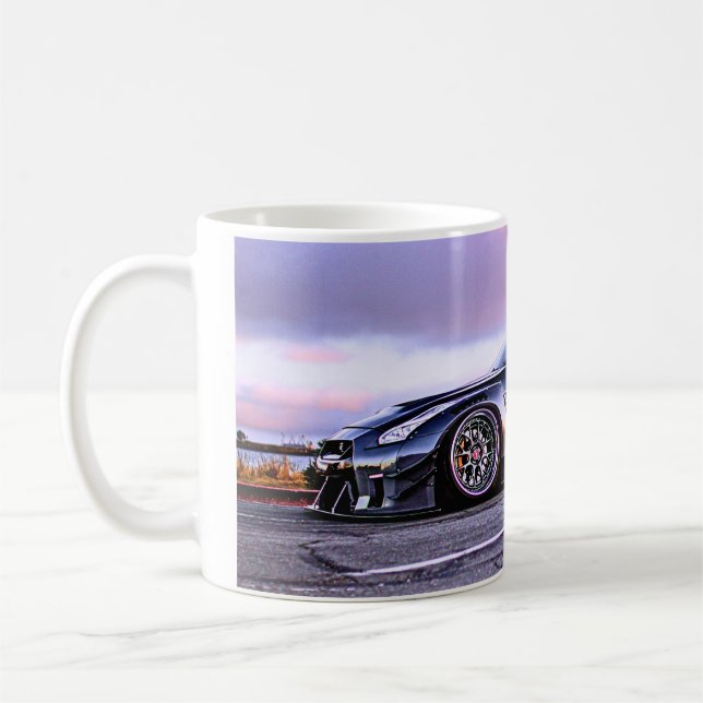 caneca de café branca clássica com carro super esp (Esquerda)