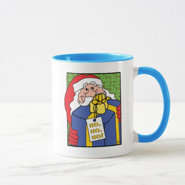 Caneca de café branca clássica Santa Claus "Ho, Ho (Direita)