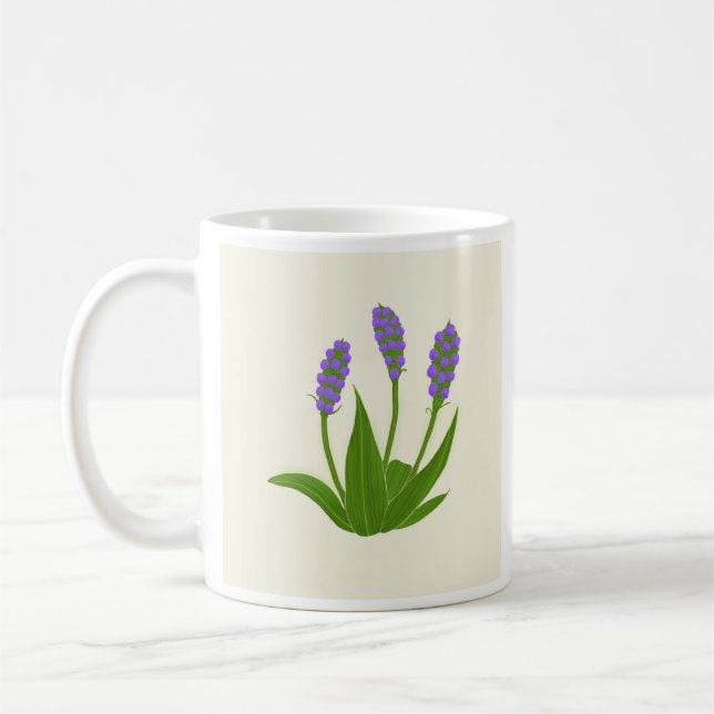 Caneca de Café Branca com Flores Roxas (Esquerda)