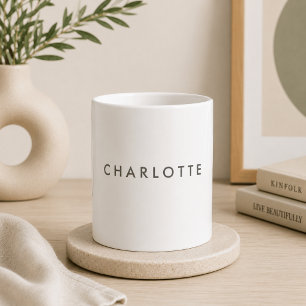 Caneca de Café Branca com Nome Personalizado Moder