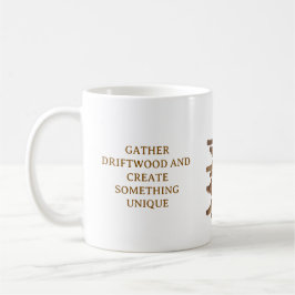 CANECA DE CAFÉ BRANCA COM TEMA DE MADEIRA FLUTUANT