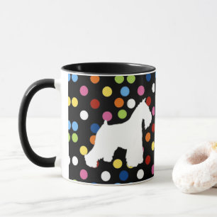 Caneca de café branca das bolinhas do Schnauzer