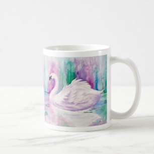 Caneca de café branca das cisnes