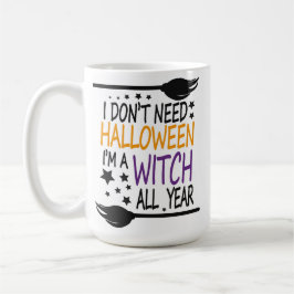 Caneca De Café Branca de Bruxas de Halloween Engraçada