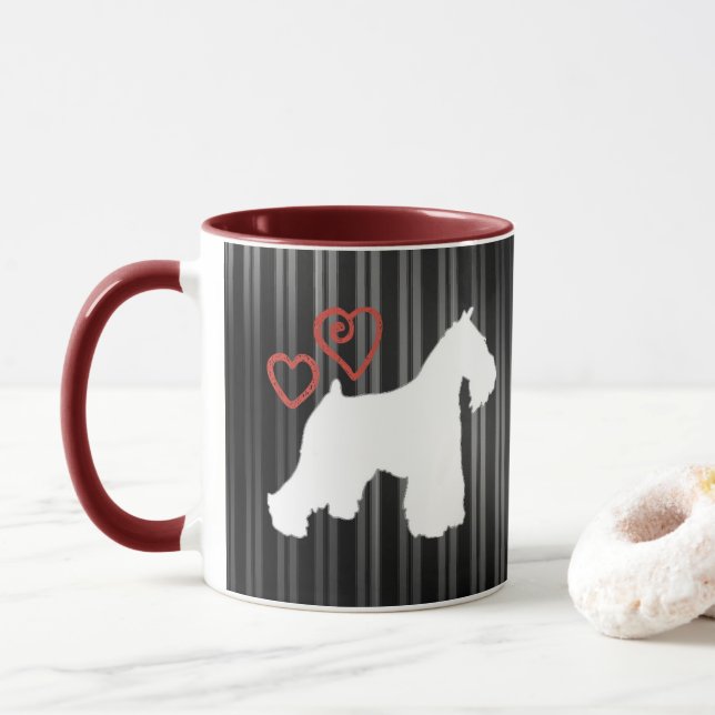 Caneca de café branca do Schnauzer (Com Donut)