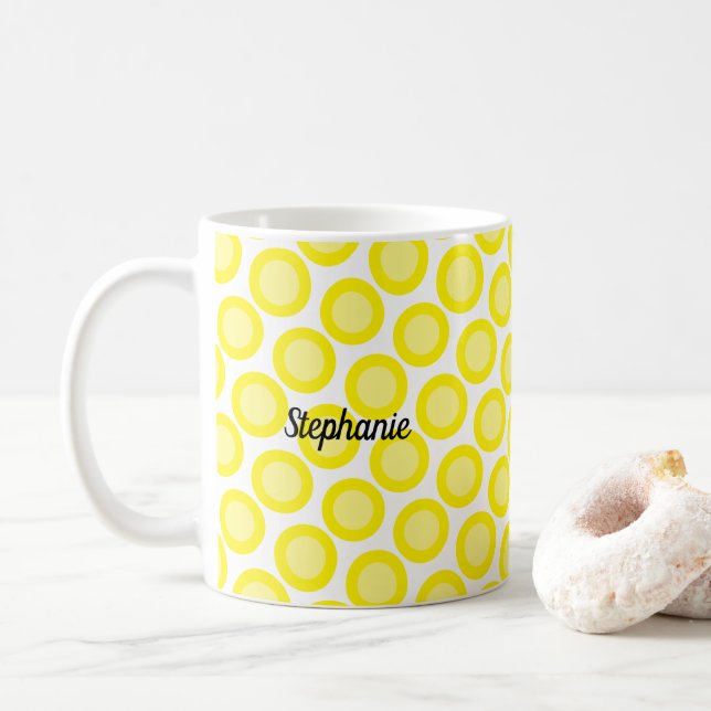 Caneca De Café Branco Amarelo Limão Nome Personalizado Cor Presen (Com Donut)