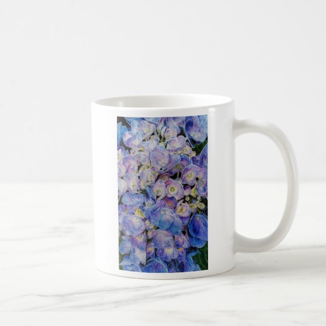 Caneca de café branco azul do Hydrangea (Direita)