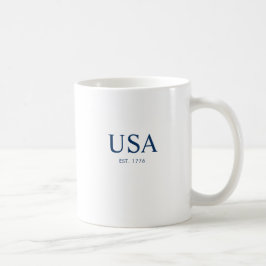 Caneca De Café Branco Azul Moderno EUA Fundado em 1776