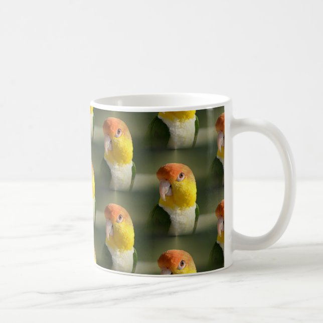 Caneca De Café Branco bonito papagaio inchado do Caique (Direita)