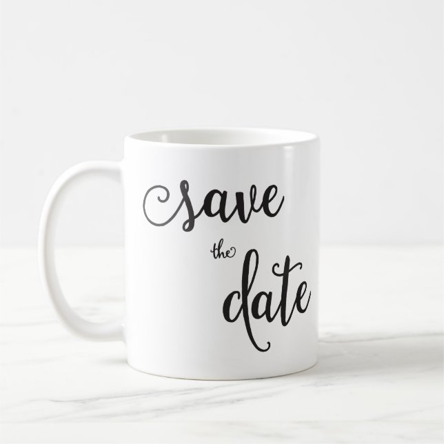 Caneca De Café Branco Clássico Personalizado Salve A Data Mug (Esquerda)