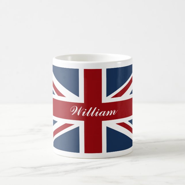 Caneca De Café Branco da bandeira de Union Jack e azul vermelhos (Centro)