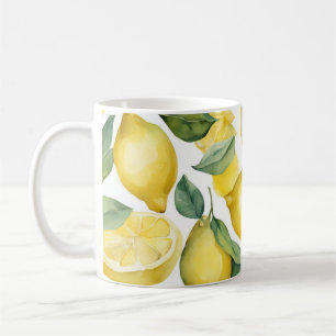 Caneca De Café Branco de Limão de Aquarela