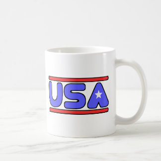 Caneca De Café Branco dos EUA e azul vermelhos