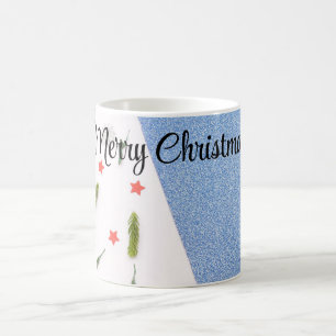 Caneca De Café Branco e Azul Brilhante com Árvore do Pinho, Estre