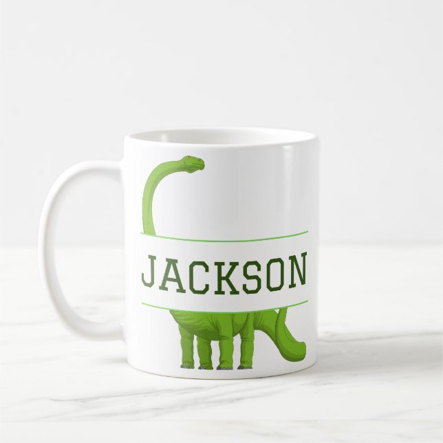 Caneca De Café Branco personalizado do dinossauro (Esquerda)