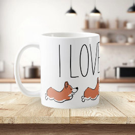 Caneca De Café Branco Simples de Corgi Cute Personalizado