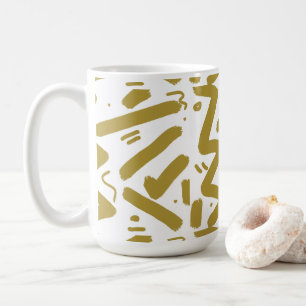 Caneca De Café Branco Tribal e Dourado