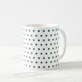 Caneca De Café Branco Verde Escuro Bolinhas Limpo Simples Minimal