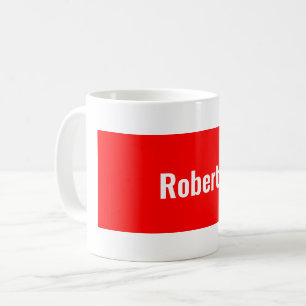 Caneca De Café Branco Vermelho Moderno e Simples Minimalista Seu