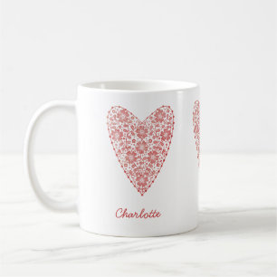 Caneca De Café Branco vermelho personalizado escandinavo