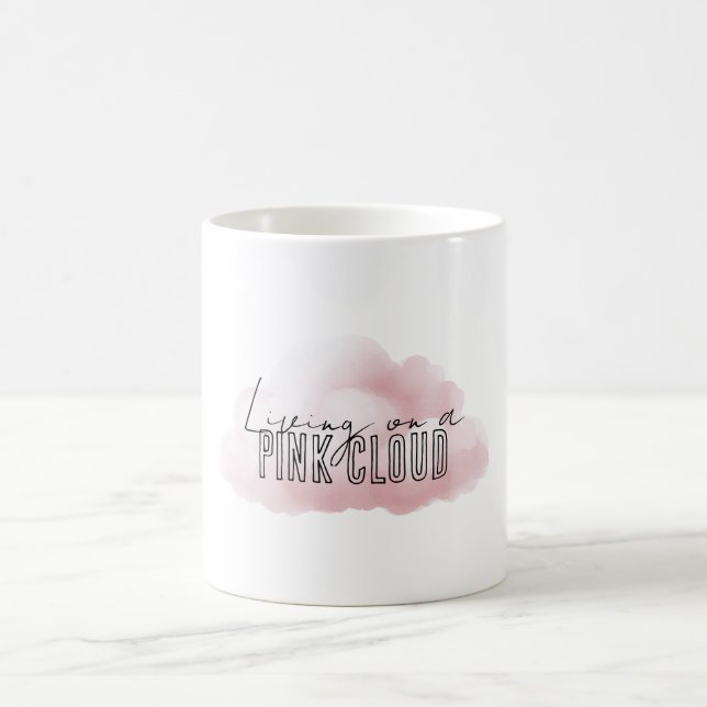 Caneca De Café Branco Vivendo Em Uma Nuvem Rosa (Centro)