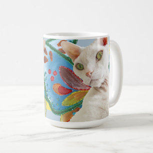 Caneca De Café Brancos Devon Rex Cat Rainbow Fairy Wings