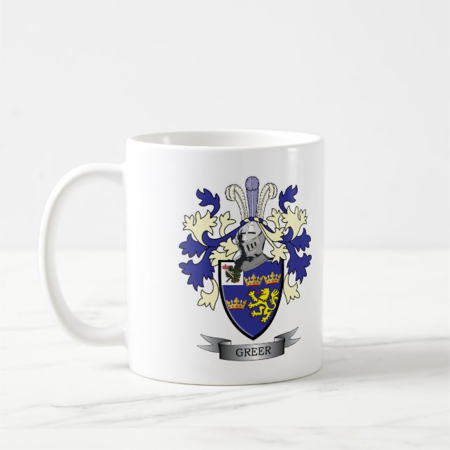 Caneca De Café Brasão da crista da família de Greer (Esquerda)