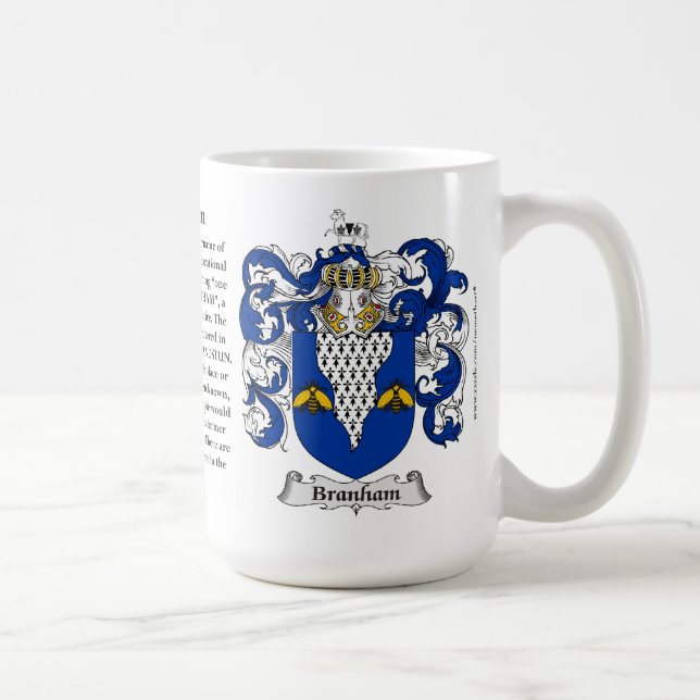 Caneca De Café Brasão da família de Branham (Direita)