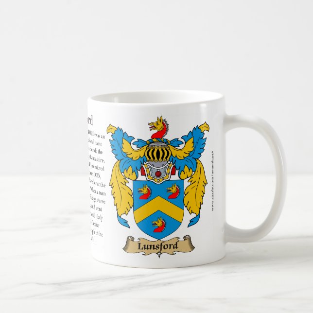 Caneca De Café Brasão da família de Lunsford (Direita)