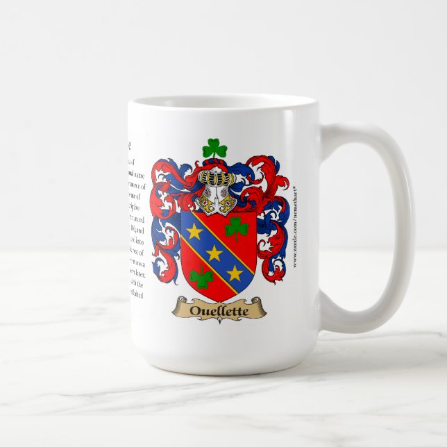 Caneca De Café Brasão da família de Ouellette (Direita)
