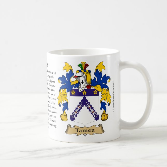 Caneca De Café Brasão da família de Tamez (Direita)