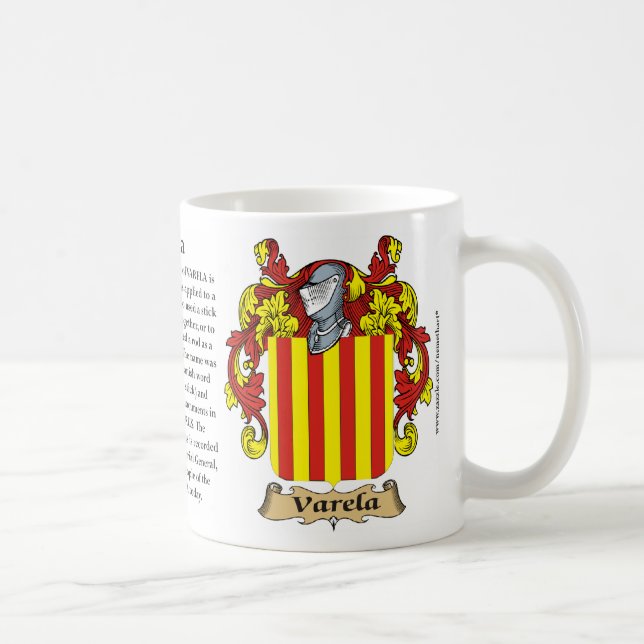 Caneca De Café Brasão da família de Varela (crista) que inclui o (Direita)
