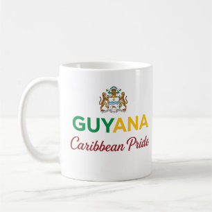 Caneca De Café Brasão de Armas da Guiana   Orgulho Diário