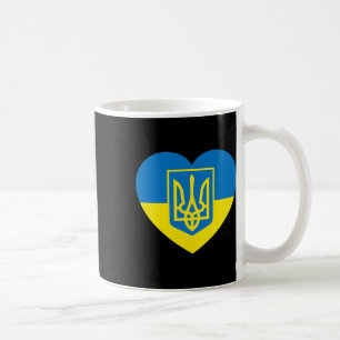 Caneca De Café Brasão de Armas da Ucrânia no Coração da Bandeira