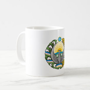 Caneca De Café brasão de armas símbolo emblema bandeira do Uzbequ