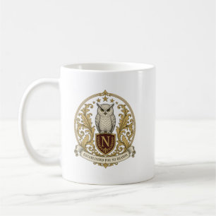 Caneca De Café Brasão de Coruja Heráldica Vintage