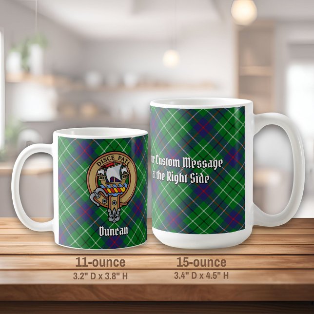 Caneca De Café Brasão do Clã Duncan sobre Tartan (Criador carregado)