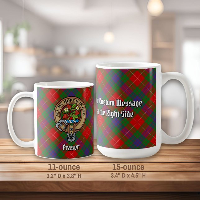 Caneca De Café Brasão do Clã Fraser sobre Tartan (Criador carregado)