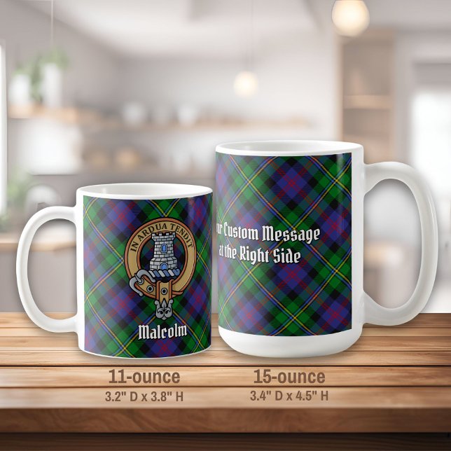 Caneca De Café Brasão do Clã Malcolm sobre Tartan (Criador carregado)