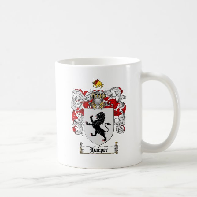 Caneca De Café BRASÃO do HARPISTA - crista da família do harpista (Direita)