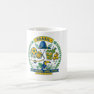 Caneca De Café Brasil Culture Badge Cafe Samba Futebol Amazonia
