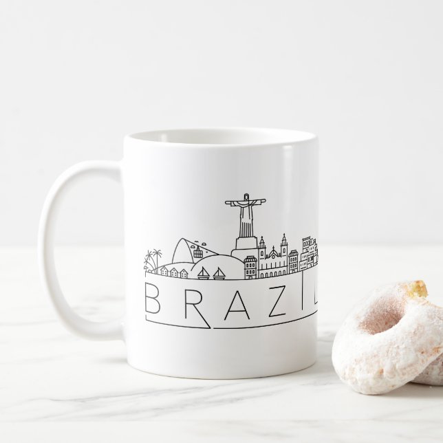 Caneca De Café Brasil Estilizou Mug de Café Skyline (Com Donut)
