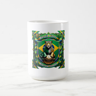 Caneca De Café Brasil Eterno Jaguar Ascendente, Presente Brasilei