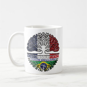 Caneca De Café Brasil: França, França, Árvore Bandeira