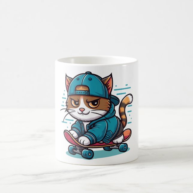 Caneca De Café Brat de gato: andando de skate (Centro)